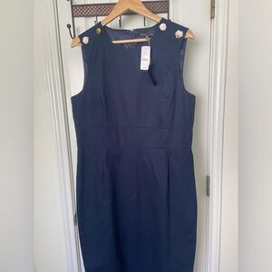 Women's Classic Brooks Brothers Sleeveless Navy Dress w/Gold Buttons Size 16 NWT